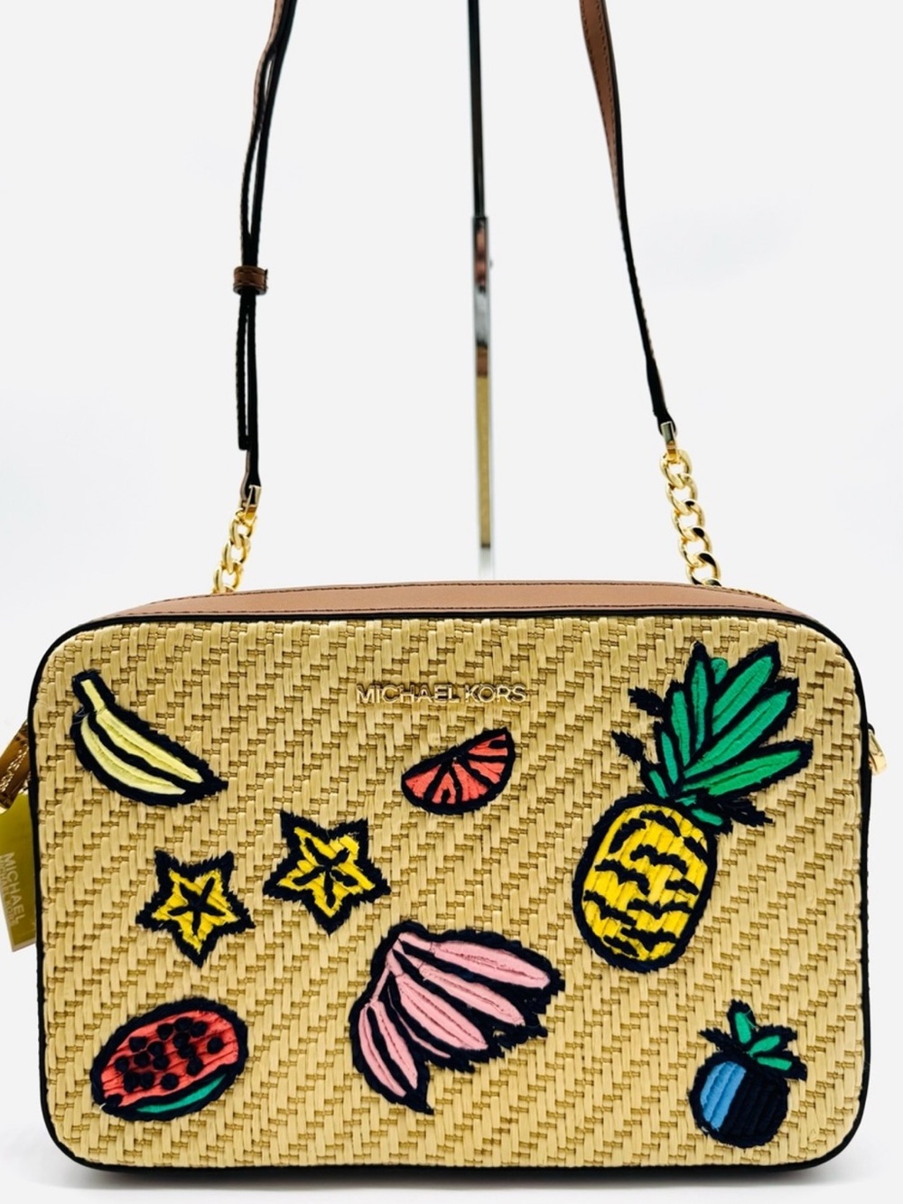 Michael Kors Island Escape Large Jet Set Item EW Xbody Bag Natural Multi